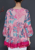 Chic Rose Embroidered Patchwork Tulle Shirt Spring