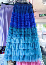 Load image into Gallery viewer, Chic Rose Gradient Color Wrinkled Elastic Waist Tulle Skirt Summer