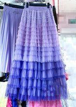 Load image into Gallery viewer, Chic Rose Gradient Color Wrinkled Elastic Waist Tulle Skirt Summer