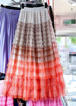 Load image into Gallery viewer, Chic Rose Gradient Color Wrinkled Elastic Waist Tulle Skirt Summer
