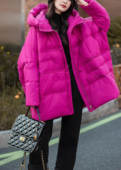 Chic Rose Hooded Duck Down Puffer Jacket Winter
