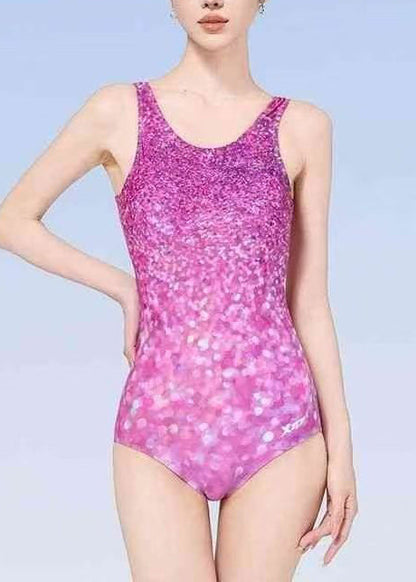 Chic Rose Print Backless Swimwear Bodysuit Tops