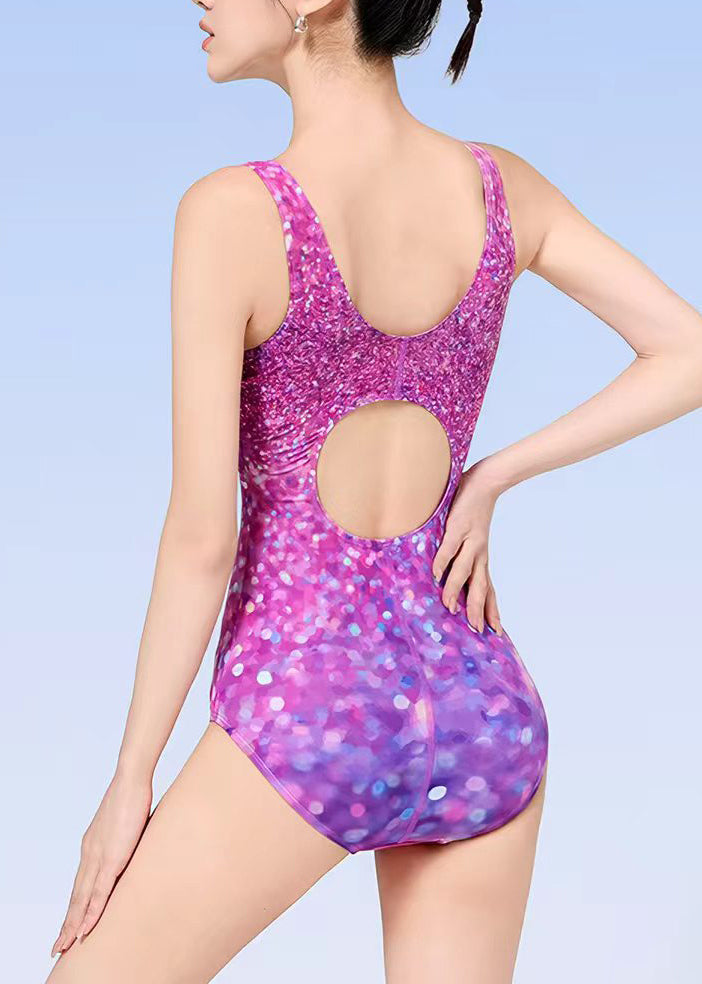 Chic Rose Print Backless Swimwear Bodysuit Tops