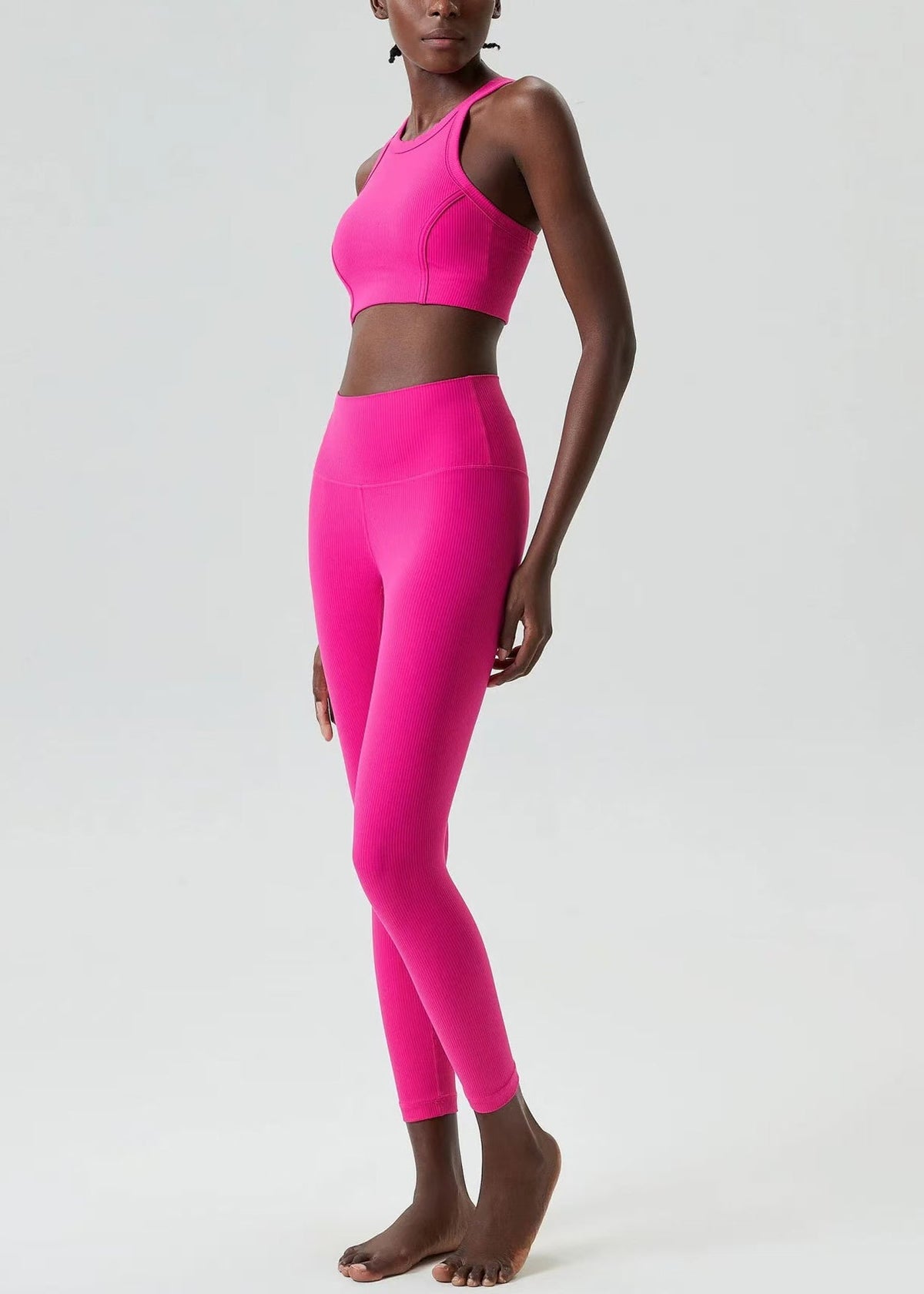 Chic Rose Sleeveless Sports Bra And High Waist Leggings Set Suit