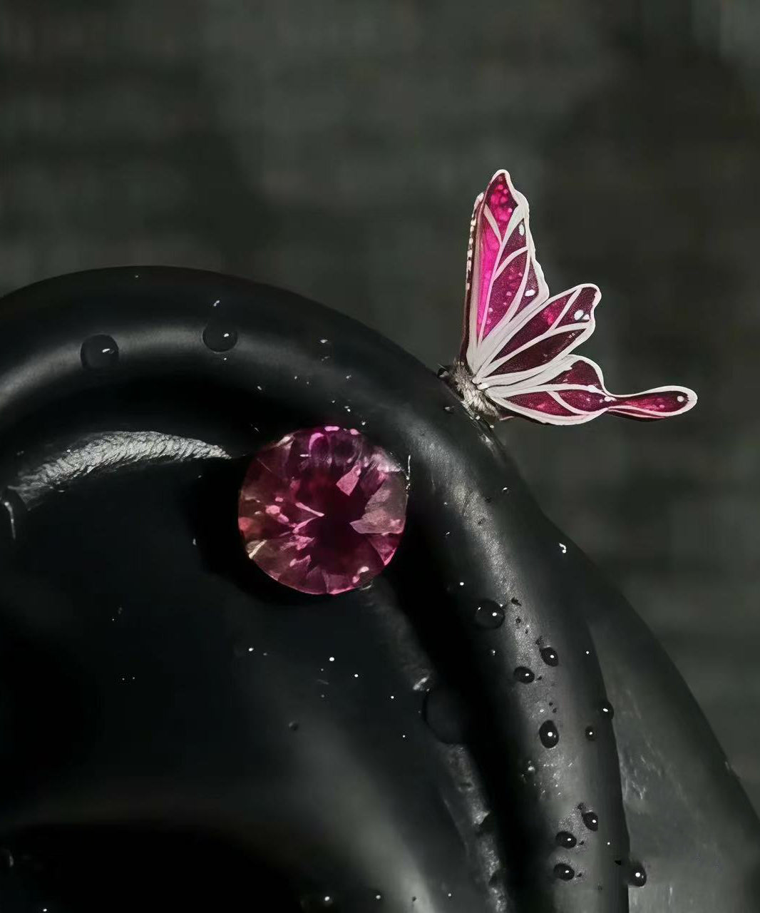 Chic Rose Zircon Alloy Butterfly Stud Earrings