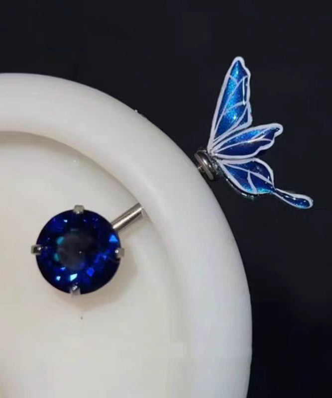 Chic Rose Zircon Alloy Butterfly Stud Earrings
