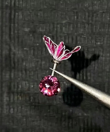 Chic Rose Zircon Alloy Butterfly Stud Earrings