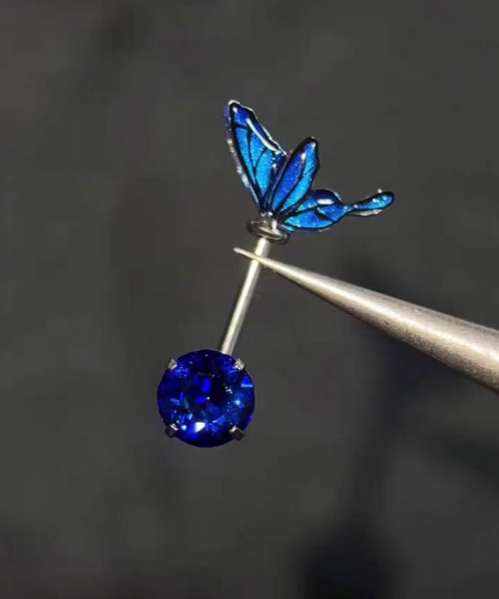 Chic Rose Zircon Alloy Butterfly Stud Earrings