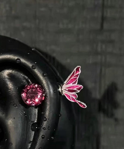 Chic Rose Zircon Alloy Butterfly Stud Earrings