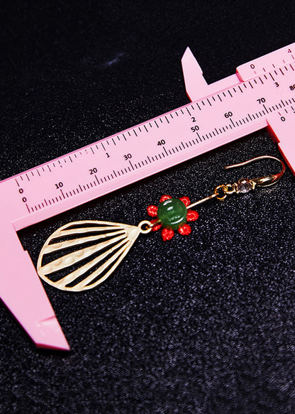 Chic Sector Gilding Fine Sunflower Jade Drop Earrings