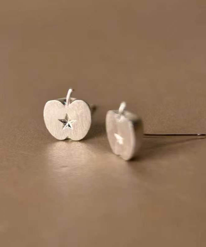 Chic Silk Alloy Frosted Apple Stud Earrings