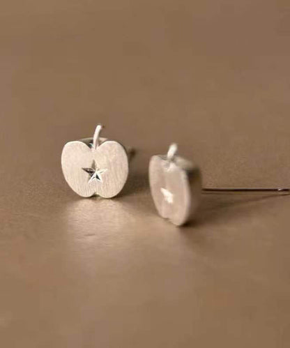Chic Silk Alloy Frosted Apple Stud Earrings