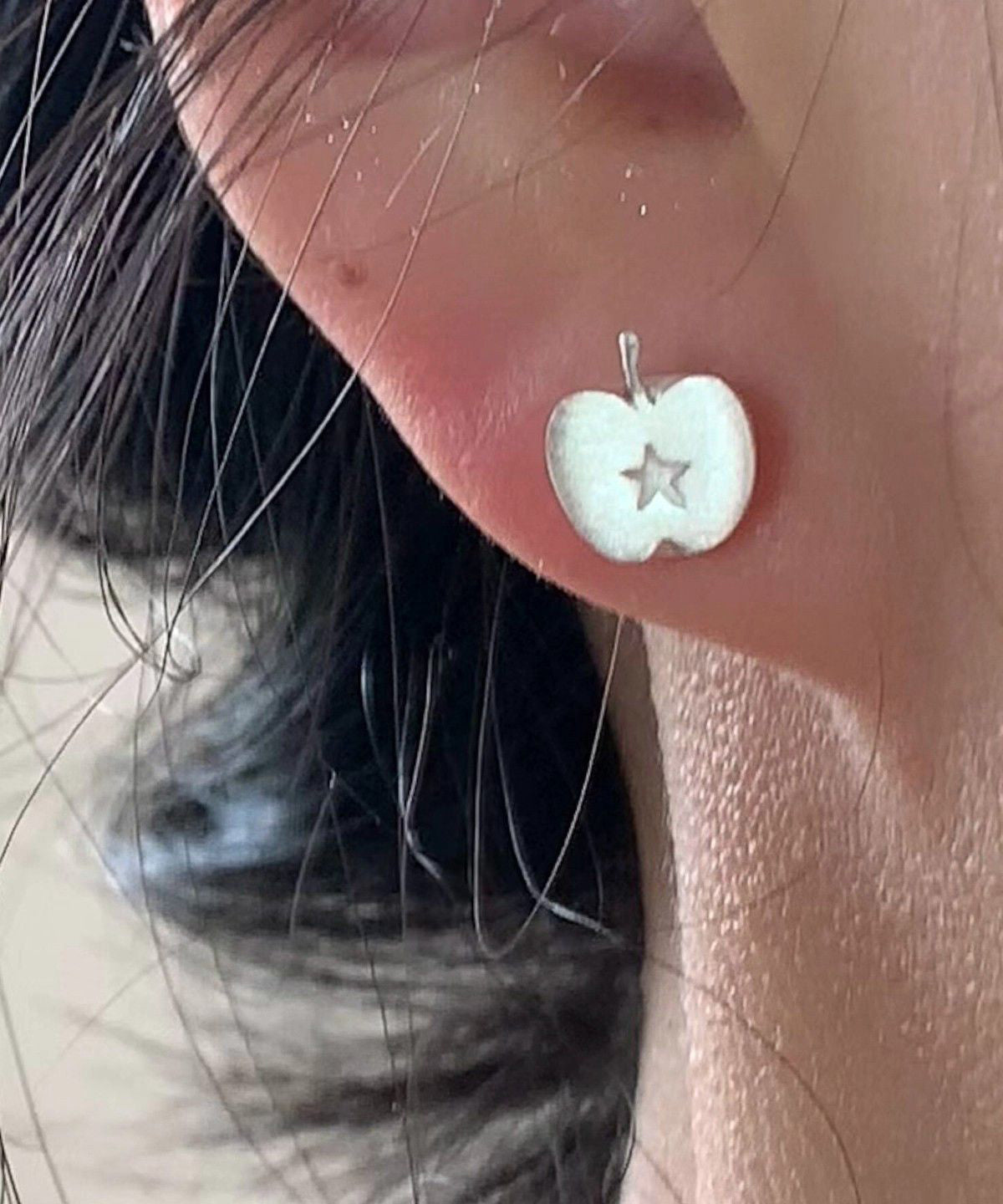 Chic Silk Alloy Frosted Apple Stud Earrings