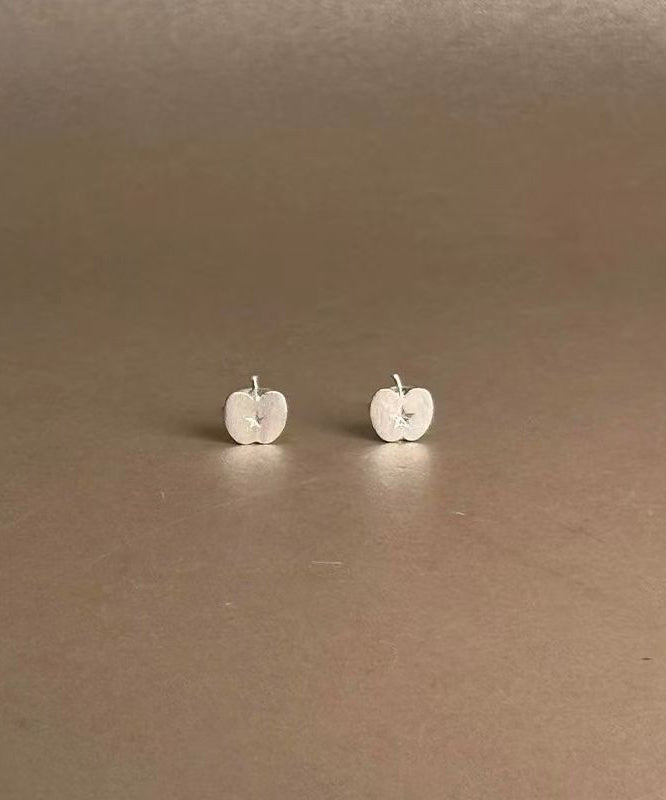 Chic Silk Alloy Frosted Apple Stud Earrings