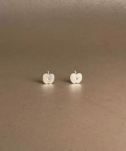 Chic Silk Alloy Frosted Apple Stud Earrings