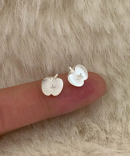 Chic Silk Alloy Frosted Apple Stud Earrings