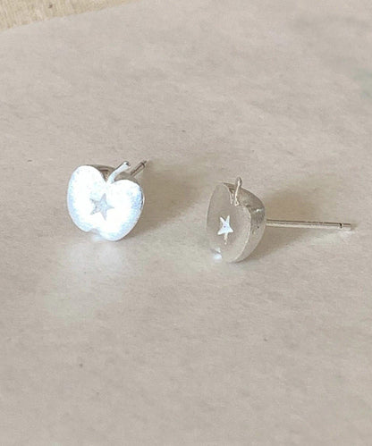 Chic Silk Alloy Frosted Apple Stud Earrings