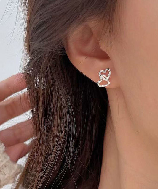 Chic Silk Copper Alloy Zircon Love Detachable Stud Earrings