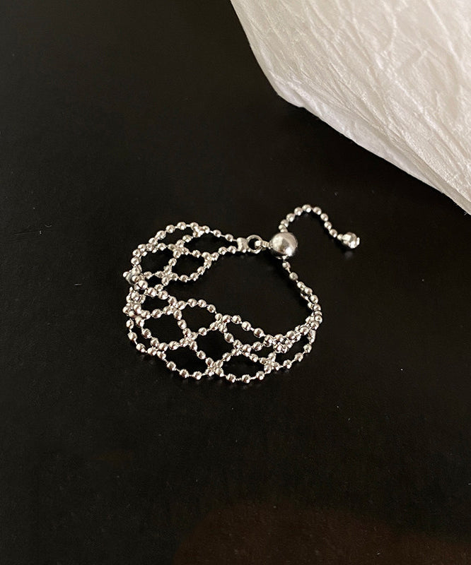 Chic Silk Hollow Out Tassels Adjustable Silver Rings