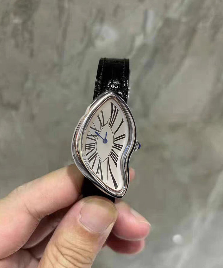 Chic Silk Leather Patchwork Asymmetrical Quartz Men Watches