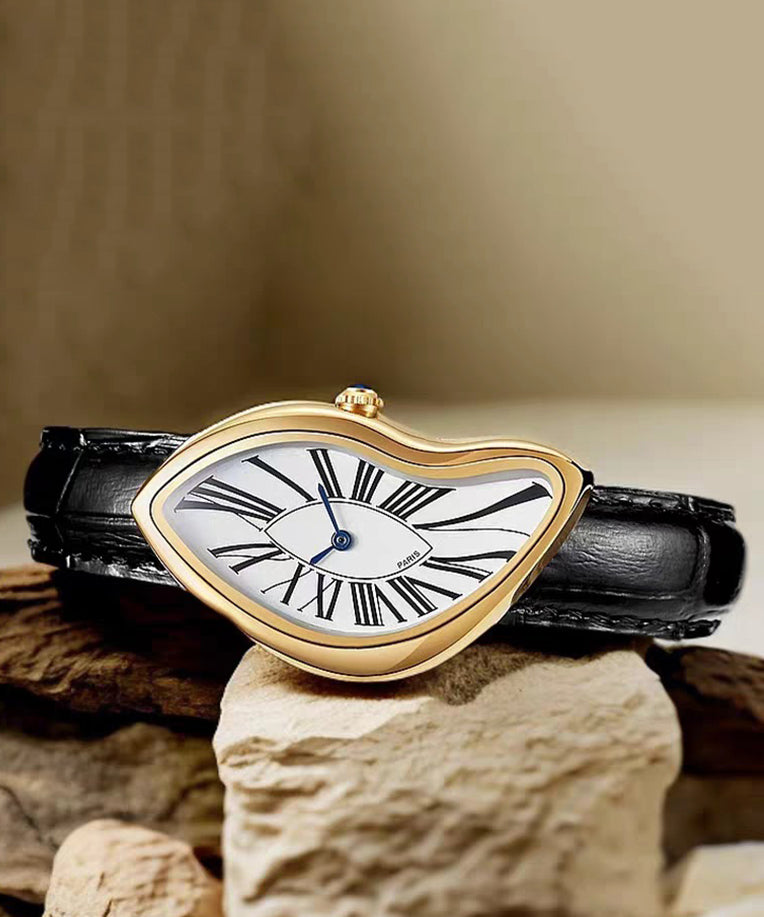 Chic Silk Leather Patchwork Asymmetrical Quartz Men Watches