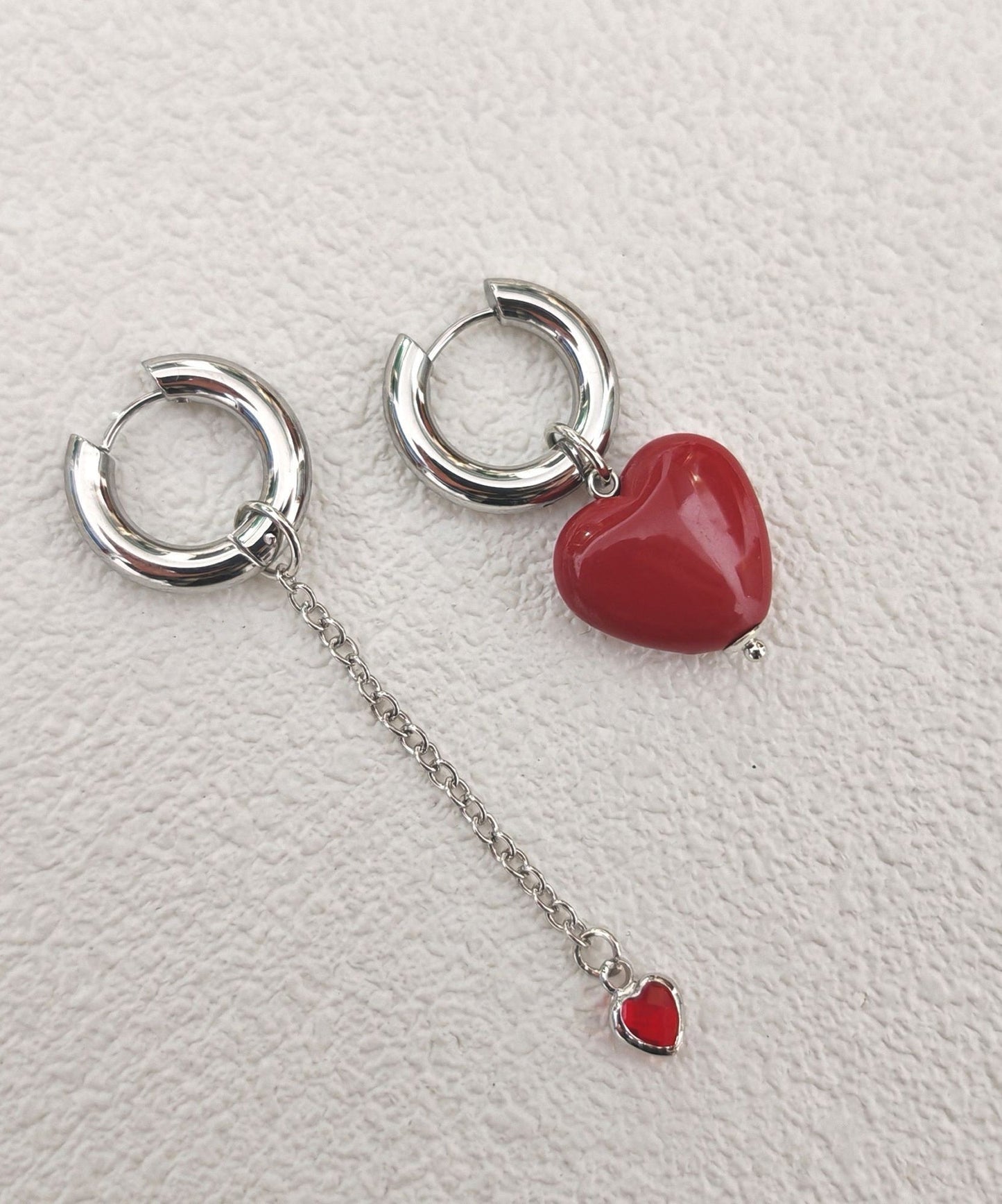 Chic Silk Stainless Steel Asymmetrical Love Drop Earrings