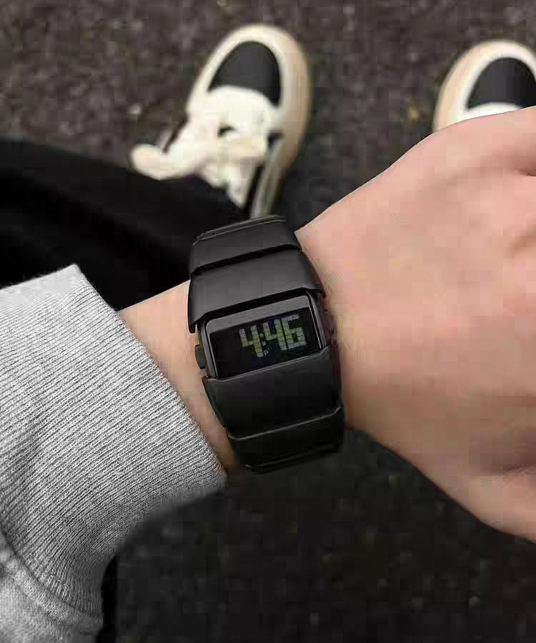 Chic Silk Stainless Steel Square Electronic Men Watches