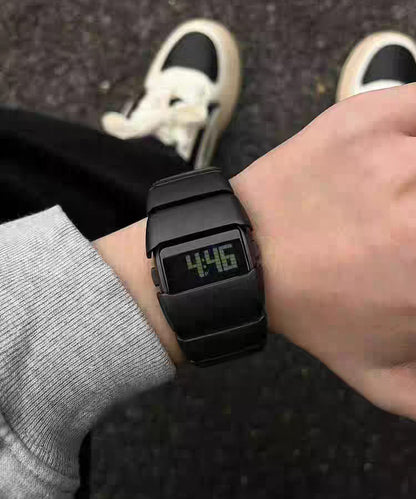 Chic Silk Stainless Steel Square Electronic Men Watches