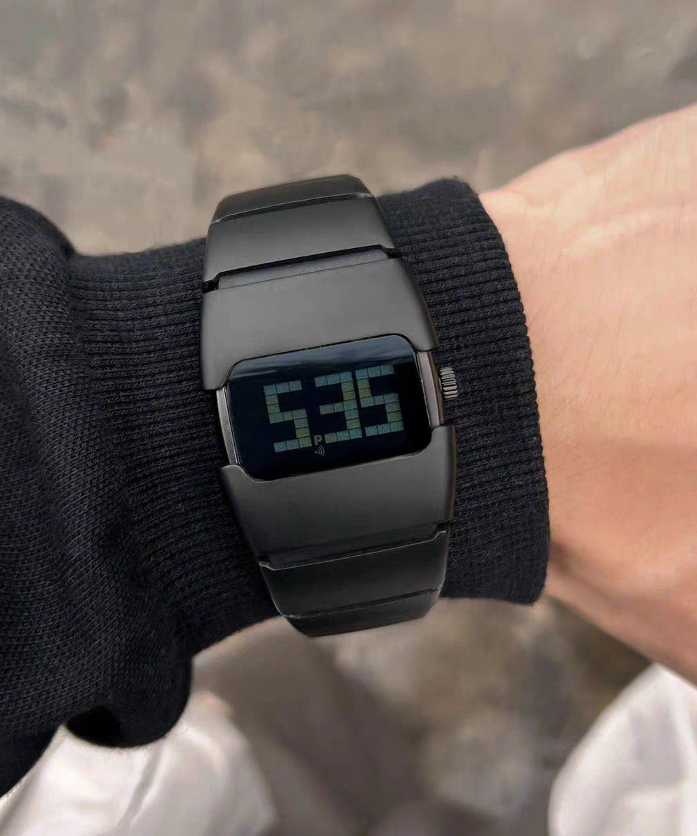 Chic Silk Stainless Steel Square Electronic Men Watches