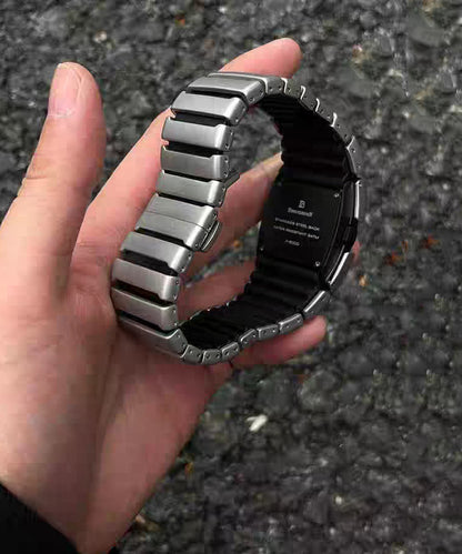Chic Silk Stainless Steel Square Electronic Men Watches