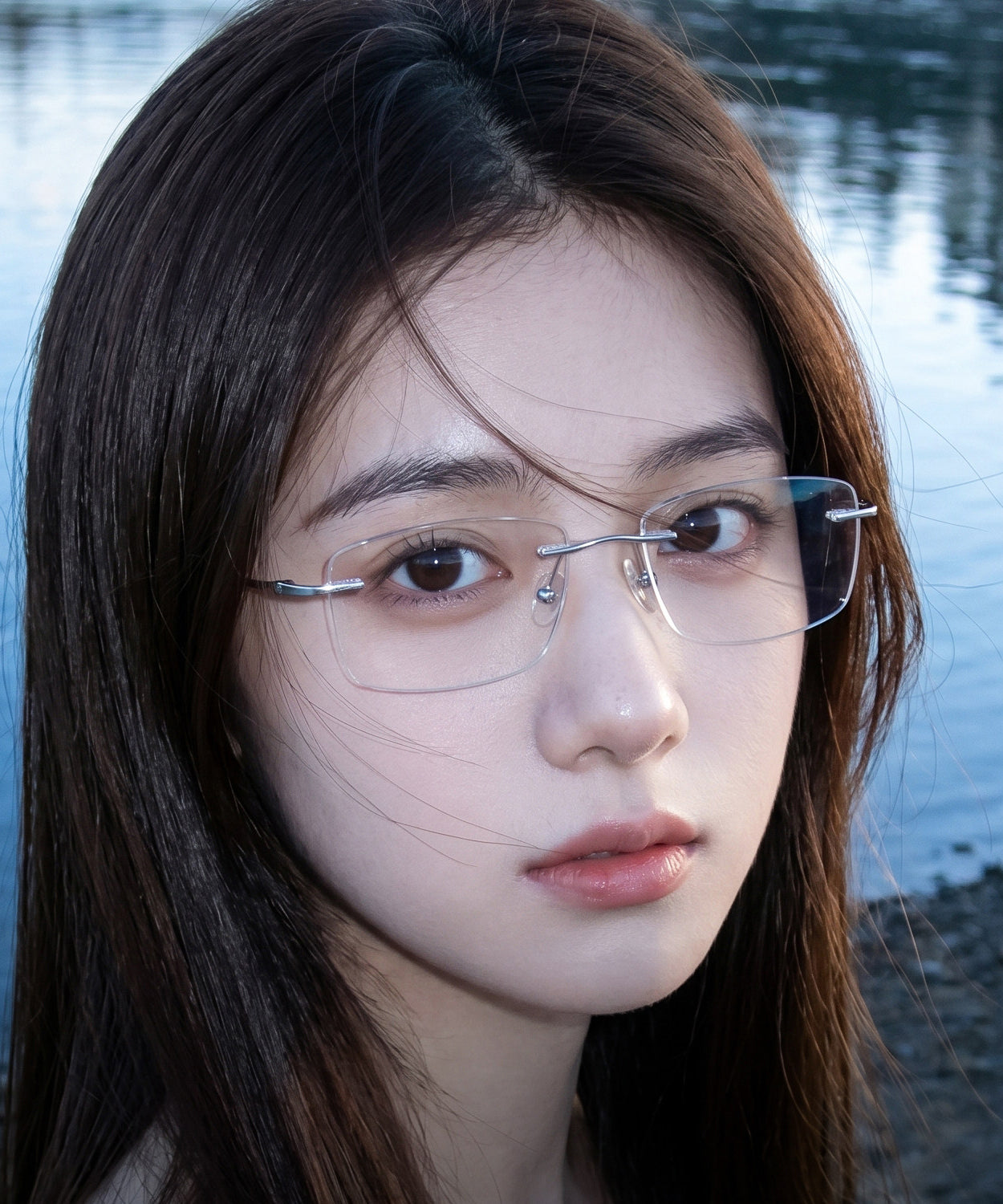 Chic Silk Titanium Alloy Squar Rimless Reading Glasses