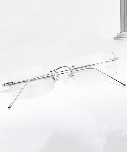 Chic Silk Titanium Alloy Squar Rimless Reading Glasses