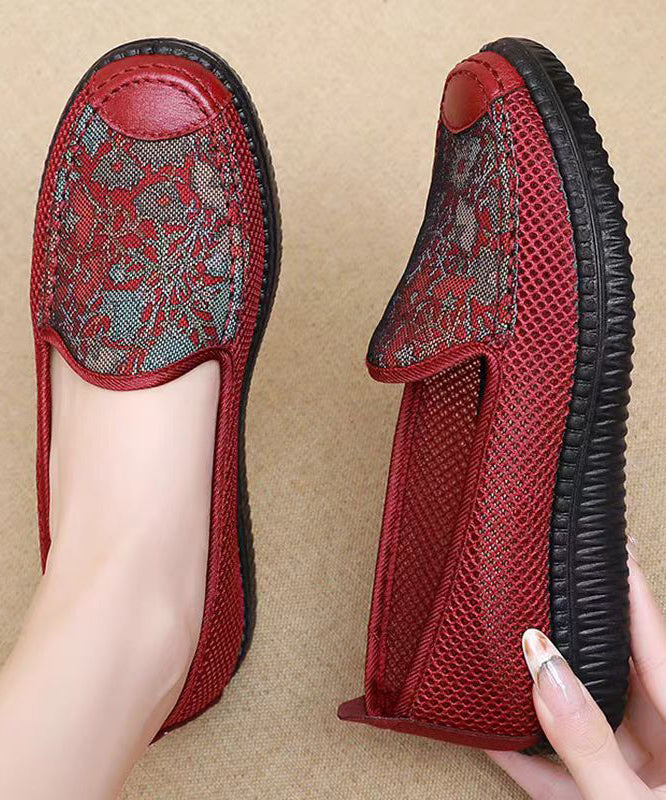 Chic Splicing Hollow Out Flat Shoes For Women Black Knit Fabric