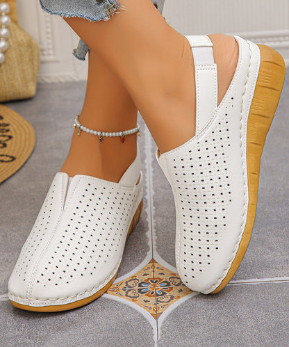 Chic Splicing Sandals Rose Faux Leather Hollow Out