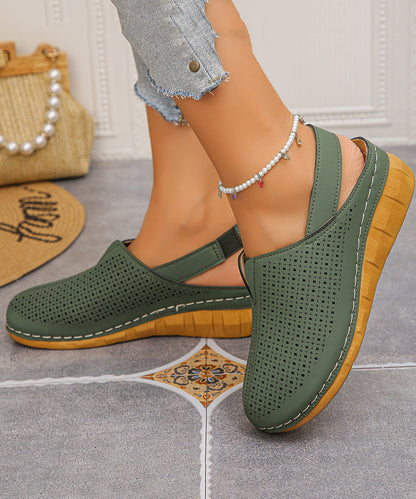 Chic Splicing Sandals Rose Faux Leather Hollow Out