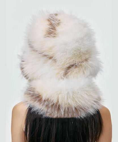 Chic Thick Fuzzy Fur Fluffy Hat And Scarf Two Piece Set
