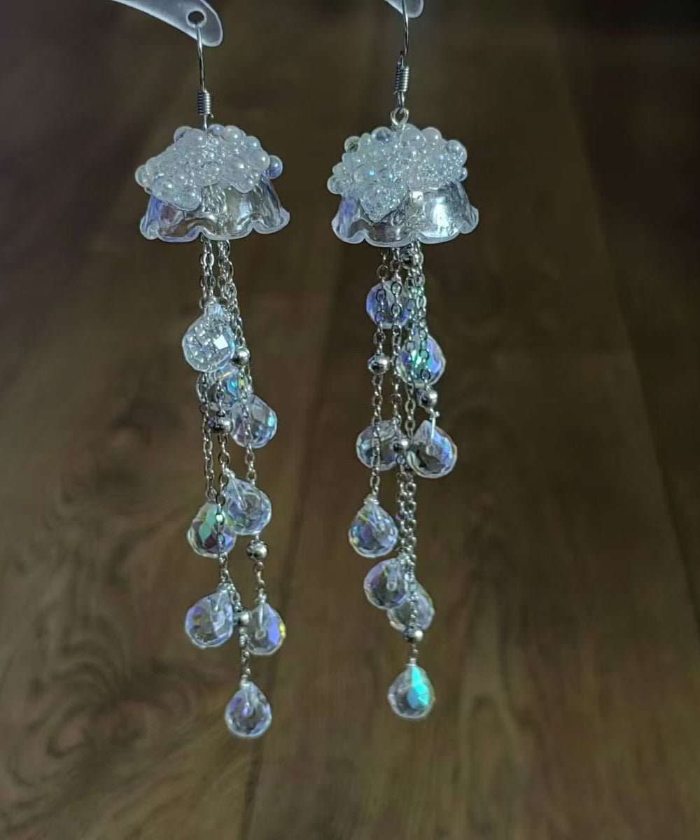 Chic Transparent Acrylic Titanium Steel Ear Hook Jellyfish Tassel Drop Earrings