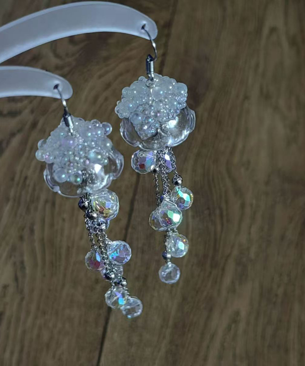 Chic Transparent Acrylic Titanium Steel Ear Hook Jellyfish Tassel Drop Earrings