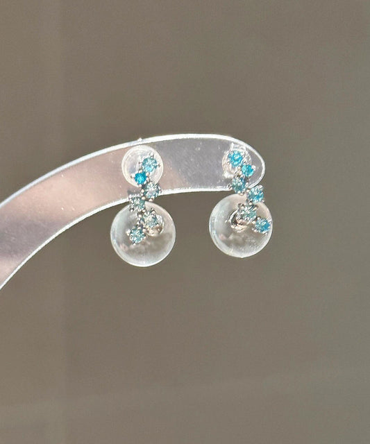 Chic Transparent Color Sterling Silver Zircon Glass Marble Drop Earrings