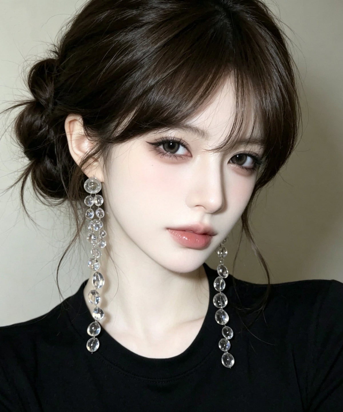 Chic Transparent Resin Silver Needle Long Tassel Drop Earrings