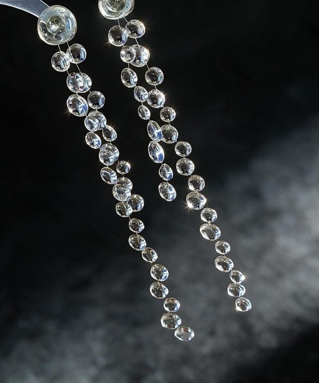 Chic Transparent Resin Silver Needle Long Tassel Drop Earrings
