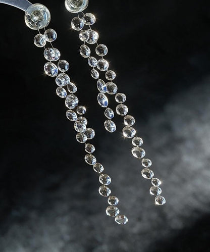 Chic Transparent Resin Silver Needle Long Tassel Drop Earrings