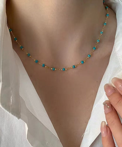Chic Turquoise Stringing Beads Paitings Adjustable Copper Necklace