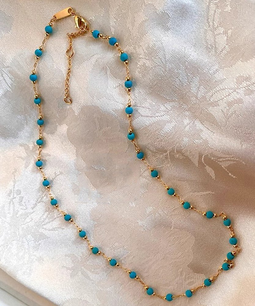 Chic Turquoise Stringing Beads Paitings Adjustable Copper Necklace