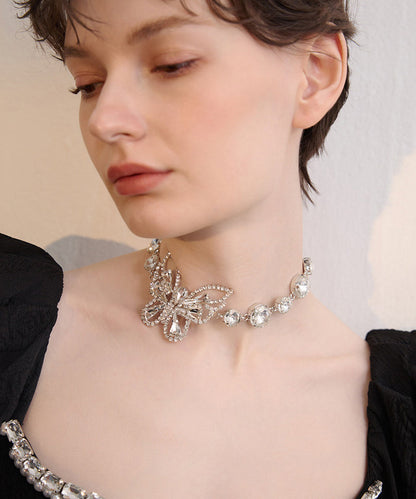 Chic White Butterfly Sparkling Zircon Choker