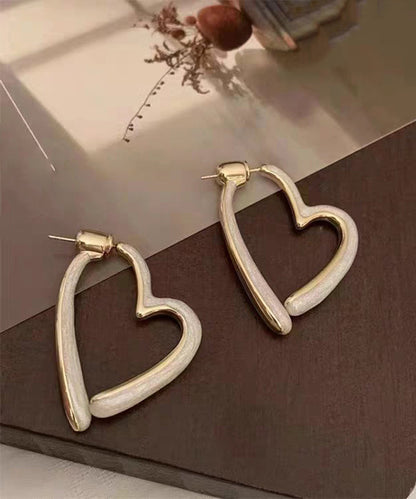 Chic White Copper Alloy Drip Glaze Love Drop Earrings