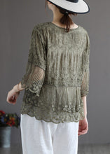 Load image into Gallery viewer, Chic White Embroidered Lace PatchworkTops Half Sleeve
