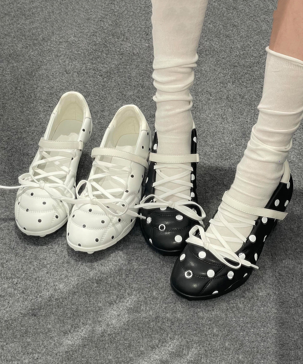 Chic White Faux Leather Lace Up Splicing High Heels