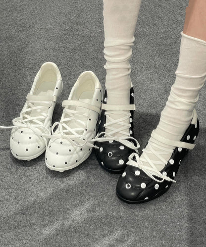 Chic White Faux Leather Lace Up Splicing High Heels