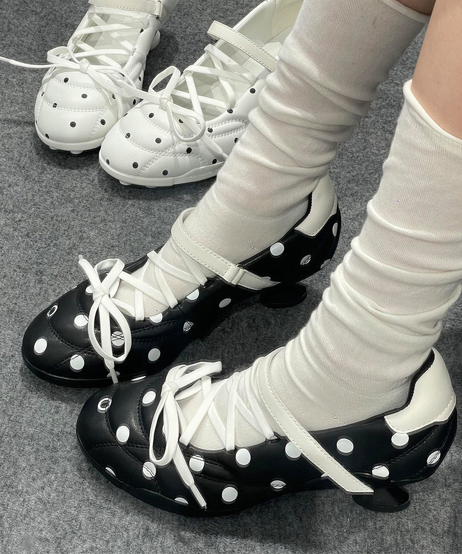 Chic White Faux Leather Lace Up Splicing High Heels